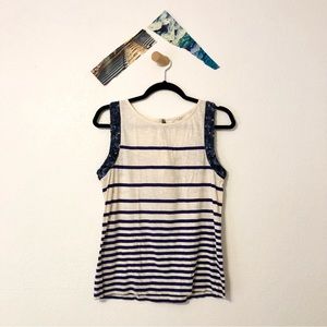 J. Crew Striped Sleeveless Top with Sequin Trim